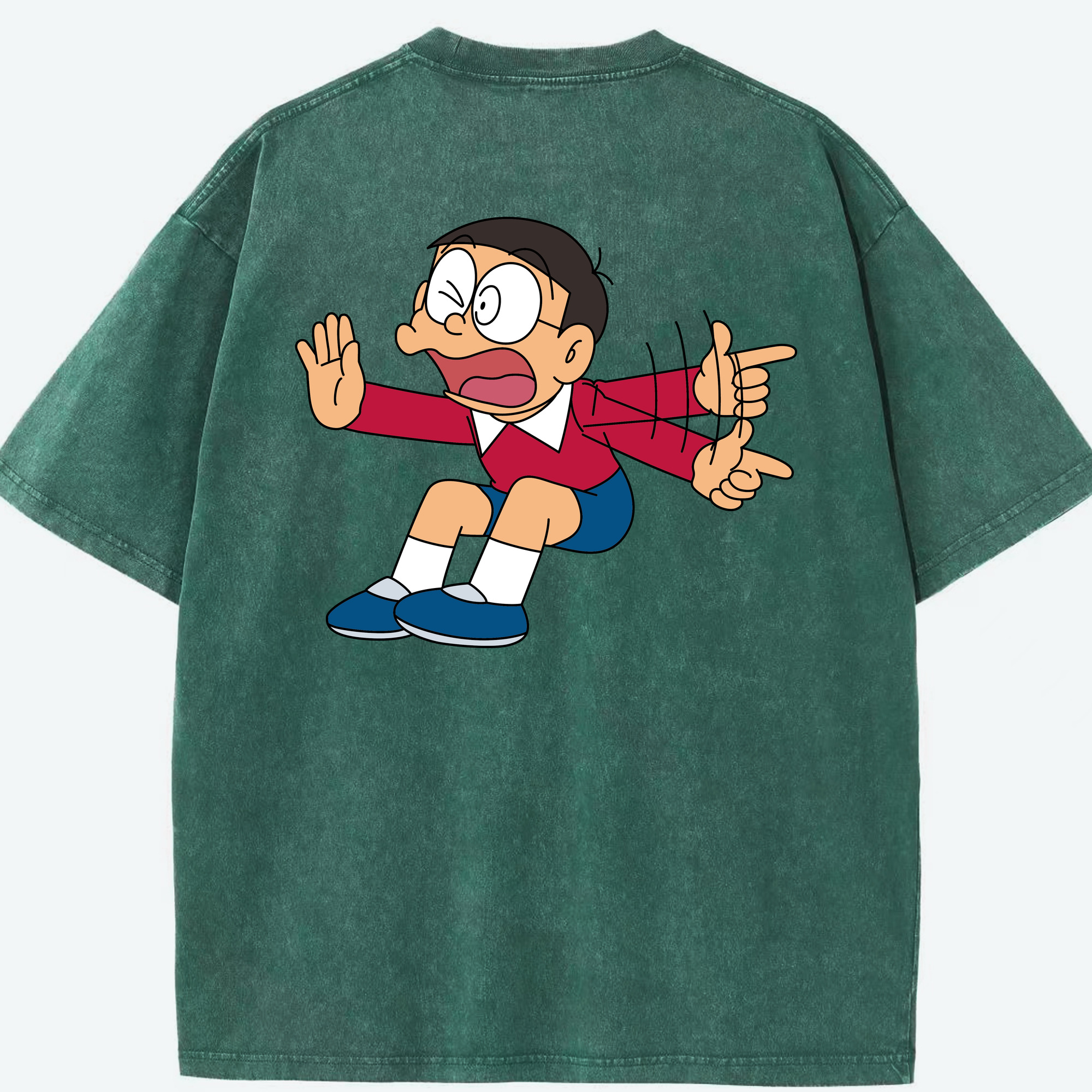 （画像用） ドラえもん 野比 のび太 Doraemon Nobita Nobi 綿100% ヴィンテージ風 半袖Tシャツ（背面プリント）